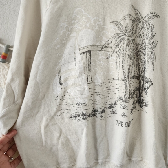 The Great. The College Sweatshirt Sailboat Palm Graphic Crewneck Washed White S - Picture 5 of 12